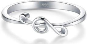 img 2 attached to BORUO 925 Sterling Silver Ring: Music Note Wedding Band in Comfort Fit, Resistant to Tarnish, Size 4-12 with a High Polish Finish