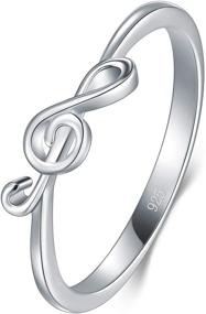 img 3 attached to BORUO 925 Sterling Silver Ring: Music Note Wedding Band in Comfort Fit, Resistant to Tarnish, Size 4-12 with a High Polish Finish