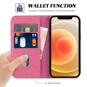 img 2 attached to 📱 TUCCH Wallet Case for iPhone 13 5G, Hot Pink - Credit Card Holder Money Slot Case Wallet with Kickstand and TPU Interior Protective Case - Compatible with iPhone 13 6.1" - PU Leather Folio Flip Cover