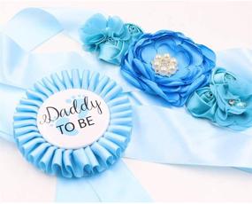 img 2 attached to 🤰 TTCOROCK Sky Blue Maternity Sash & Daddy to be Corsage Set - Baby Shower Accessories for Moms-to-be: Pregnancy Sash Keepsake and Belly Belt