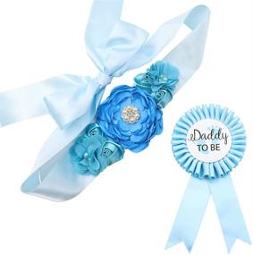 img 4 attached to 🤰 TTCOROCK Sky Blue Maternity Sash & Daddy to be Corsage Set - Baby Shower Accessories for Moms-to-be: Pregnancy Sash Keepsake and Belly Belt