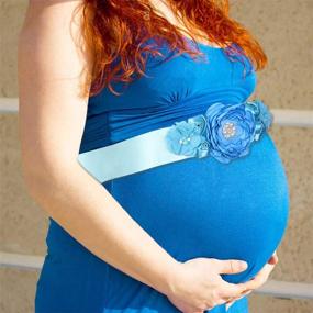 img 1 attached to 🤰 TTCOROCK Sky Blue Maternity Sash & Daddy to be Corsage Set - Baby Shower Accessories for Moms-to-be: Pregnancy Sash Keepsake and Belly Belt