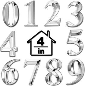 img 4 attached to 🏠 Premium 4 Inch Self-Adhesive 3D House Numbers for Mailbox - Silver Stickers for House, Office, Apartment, Hotel Room