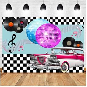 img 4 attached to Captivating Back to the 50's Sock Hop Theme Photography Backdrops: 7x5ft Vinyl Retro Diner Time Rock n' 📸 Roll Classic Decor for Stunning Vintage Dance Prom Photos! Perfect Background for Dessert Cake Table and Table Decor Supplies.