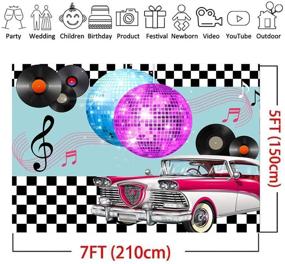 img 2 attached to Captivating Back to the 50's Sock Hop Theme Photography Backdrops: 7x5ft Vinyl Retro Diner Time Rock n' 📸 Roll Classic Decor for Stunning Vintage Dance Prom Photos! Perfect Background for Dessert Cake Table and Table Decor Supplies.