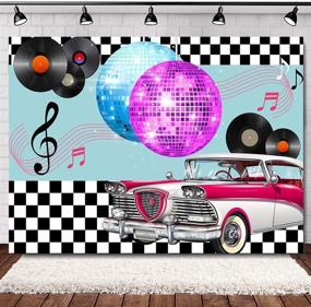 img 3 attached to Captivating Back to the 50's Sock Hop Theme Photography Backdrops: 7x5ft Vinyl Retro Diner Time Rock n' 📸 Roll Classic Decor for Stunning Vintage Dance Prom Photos! Perfect Background for Dessert Cake Table and Table Decor Supplies.