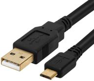 cmple - android micro usb кабель, usb в micro usb кабель, высокоскоростной usb 2.0 a male в micro b male, позолоченный зарядный кабель для samsung, htc, планшета и многого другого - 1.5 фута черный. логотип