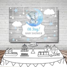 img 3 attached to 🐘 Sensfun Boy Elephant Baby Shower Backdrop with Rustic Wood, Twinkle Twinkle Little Star Gender Reveal Photography Background, Blue Moon Elephant Newborn Decorations, Oh Boy Banner, Photo Booth Backdrops, 7x5ft