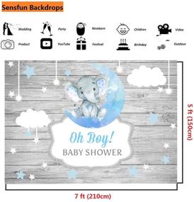 img 1 attached to 🐘 Sensfun Boy Elephant Baby Shower Backdrop with Rustic Wood, Twinkle Twinkle Little Star Gender Reveal Photography Background, Blue Moon Elephant Newborn Decorations, Oh Boy Banner, Photo Booth Backdrops, 7x5ft