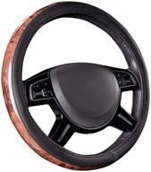 🚗 car pass full wood grain leather steering wheel covers - universal fit for suvs, trucks, sedans | anti-slip design (black) logo