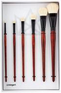 🖌️ kingart specialty-set of 6 natural goat hair mops paint brush set, brown/white/black logo