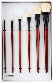 img 4 attached to 🖌️ KINGART Specialty-Set of 6 Natural Goat Hair MOPS Paint Brush Set, Brown/White/Black