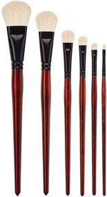img 3 attached to 🖌️ KINGART Specialty-Set of 6 Natural Goat Hair MOPS Paint Brush Set, Brown/White/Black