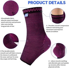 img 3 attached to Pair of Ankle Compression Sleeve Socks | Breathable and Sweat-Absorbing | Elastic Blend for Plantar Fasciitis Pain Relief and Achilles Tendonitis Treatment | Foot Support to Reduce Swelling & Aid Ankle Recovery | Ankle Brace for Men & Women