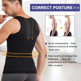 img 1 attached to 👕 MOLUTAN Men's Compression Shirt - Slimming Body Shaper Vest, Sleeveless Waist Trainer Workout Tank Top for Tummy Control Shapewear