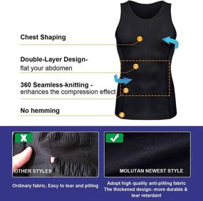 img 3 attached to 👕 MOLUTAN Men's Compression Shirt - Slimming Body Shaper Vest, Sleeveless Waist Trainer Workout Tank Top for Tummy Control Shapewear