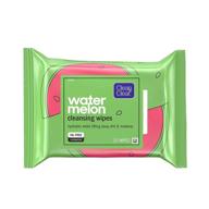 🍉 clean & clear hydrating pre-moistened facial cleansing wipes - remove makeup, dirt & impurities, oil-free, watermelon, 25 count - convenient & travel-friendly logo