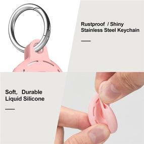 img 3 attached to Migeec Compatible With AirTag Case 2 Pack Soft Silicone Case With Keychain And Wrist Strap Anti-Scratch Shockproof Durable Washable (Black+Pink)