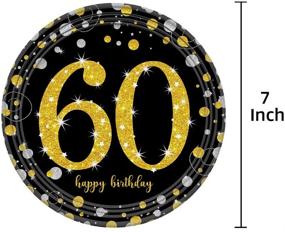 img 2 attached to 🎉 Trgowaul 60th Black Gold Birthday Party Decorations Supplies Set - 24 Disposable 9 X 9 Inches Paper Dinner Plates, 24 Paper 7 X 7 Inches Dessert Plates for Men or Women, ideal for 24 Guests