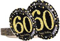 🎉 trgowaul 60th black gold birthday party decorations supplies set - 24 disposable 9 x 9 inches paper dinner plates, 24 paper 7 x 7 inches dessert plates for men or women, ideal for 24 guests logo