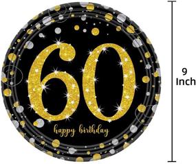 img 3 attached to 🎉 Trgowaul 60th Black Gold Birthday Party Decorations Supplies Set - 24 Disposable 9 X 9 Inches Paper Dinner Plates, 24 Paper 7 X 7 Inches Dessert Plates for Men or Women, ideal for 24 Guests