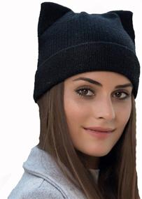 img 2 attached to 🐱 Fashionable Women's Cat Ear Beanie Hat: Stylish Wool Braided Knit for Cozy Winter Warmth