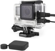 📷 soonsun side open skeleton protective housing case for gopro hero 4 3+ 3 silver back camera - complete with standard skeleton backdoor, skeleton bacpac backdoor, and silicone lens cap logo
