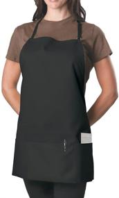 img 4 attached to Adjustable Black Bib Apron with 3 Pockets
