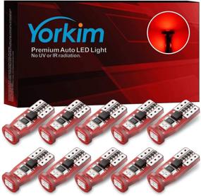 img 4 attached to 🔴 Yorkim Canbus ошибка бесплатно T10 светодиодные лампы - Супер яркие 6-SMD EMC чипы, 10-пакет красных внутренних светов для купола, карты двери, маркеры, номерные знаки багажника, совместимые с разъемом 194/168/2825