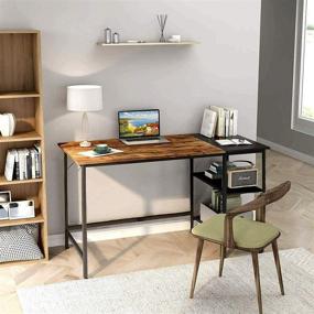 img 2 attached to 💻 DIMAR GARDEN Computer pc Desk with Metal Storage Shelves: The Ultimate Industrial Workstation for Home Office, Gaming, and Study