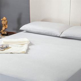 img 2 attached to 🛏️ PY Home &amp; Sports Cooling Fitted Sheet K Size - Stay Cool &amp; Comfortable with Grey Solid Elastic Sheet for King Bed - Dust-Proof Mattress Pad Cover for Night Sweats - Soft &amp; Breathable Fiber - 16&#34; Deep Pocket - 76x80 Inches