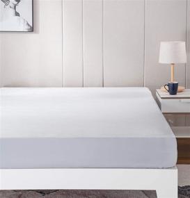 img 1 attached to 🛏️ PY Home &amp; Sports Cooling Fitted Sheet K Size - Stay Cool &amp; Comfortable with Grey Solid Elastic Sheet for King Bed - Dust-Proof Mattress Pad Cover for Night Sweats - Soft &amp; Breathable Fiber - 16&#34; Deep Pocket - 76x80 Inches