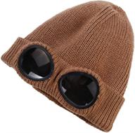 🧣 stylish unisex wool knitted goggles beanie: warm winter hat for outdoor sports and cap logo