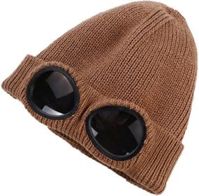 img 4 attached to 🧣 Stylish Unisex Wool Knitted Goggles Beanie: Warm Winter Hat for Outdoor Sports and Cap