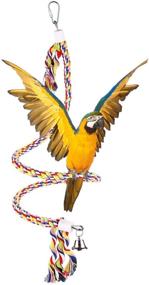 img 2 attached to 🦜 Bvanki Bird Toys: 94-Inch Long Parrot Bungee Rope Toys - Large, Medium, and Small Spiral Standing Toys for Parrots