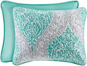img 2 attached to 🛏️ Comfort Spaces Coco Ultra Soft Printed Damask Quilt Coverlet Bedspread Set - Hypoallergenic Twin/Twin XL Bedding, Teal-Grey