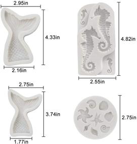 img 4 attached to Under the Sea Silicone Mold Set - BEBEEPOO 4 Pack Seashell Seahorse Starfish 🌊 Mermaid Tail Mold for Cake Decoration, Chocolate, Candy Making, Polymer Clay, Cupcake Decor, Sugar Craft, etc.