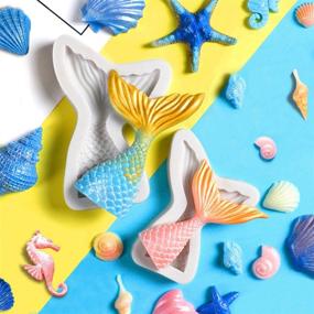 img 1 attached to Under the Sea Silicone Mold Set - BEBEEPOO 4 Pack Seashell Seahorse Starfish 🌊 Mermaid Tail Mold for Cake Decoration, Chocolate, Candy Making, Polymer Clay, Cupcake Decor, Sugar Craft, etc.