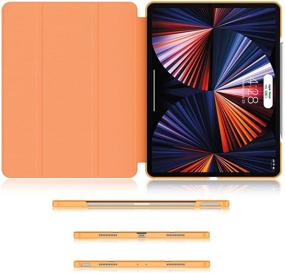 img 2 attached to 🍊 Soke New iPad Pro 12.9 Case 2021(5th Gen): Slim Trifold Stand, Apple Pencil Charging, Smart Auto Wake/Sleep – Premium Protective PC Back Cover for iPad Pro 12.9 inch (Citrus)