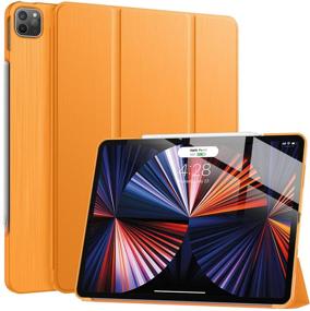 img 4 attached to 🍊 Soke New iPad Pro 12.9 Case 2021(5th Gen): Slim Trifold Stand, Apple Pencil Charging, Smart Auto Wake/Sleep – Premium Protective PC Back Cover for iPad Pro 12.9 inch (Citrus)