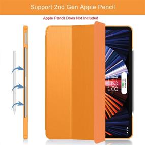 img 1 attached to 🍊 Soke New iPad Pro 12.9 Case 2021(5th Gen): Slim Trifold Stand, Apple Pencil Charging, Smart Auto Wake/Sleep – Premium Protective PC Back Cover for iPad Pro 12.9 inch (Citrus)