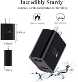 img 1 attached to 🔌 Excgood Быстрая зарядка USB с 10 футовым USB C кабелем - 30W двухпортовая настенная зарядка, быстрая зарядка для Galaxy S8/9+/10e, Note, LG G5/6, HTC и других (2 шт., Черный)