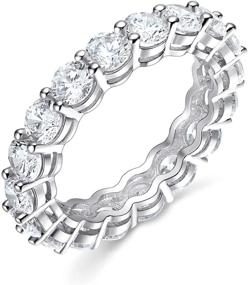 img 4 attached to 💍 Stunning 18K White Gold Filled Cubic Zirconia Eternity Band Ring for Women - A Timeless Statement Piece