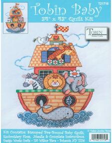 img 1 attached to 🦁 Tobin Noah's Ark Quilt Stamped Cross Stitch Kit: 34x43-Inch - Create Stunning Artwork!