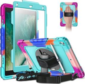 img 4 attached to 📱 CaseBot Case for iPad 9.7 iPad 6th/5th Generation/iPad Air 2/ Pro 9.7 - Sky Blue [360° Rotating Stand] Rugged Heavy Duty Shockproof Cover with Screen Protector, Hand Shoulder Strap, and Pencil Holder