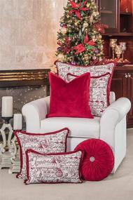 img 3 attached to Улучшите праздничное убранство с подушкой для поясницы Pillow Perfect Holiday Poinsettia, красная