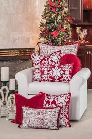 img 2 attached to Улучшите праздничное убранство с подушкой для поясницы Pillow Perfect Holiday Poinsettia, красная