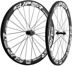 img 2 attached to 🚴 Superteam 50mm Clincher Wheelset: High-Performance 700c Carbon Wheels for Road Cycling Racing (White Decal)