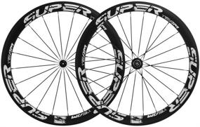 img 4 attached to 🚴 Superteam 50mm Clincher Wheelset: High-Performance 700c Carbon Wheels for Road Cycling Racing (White Decal)