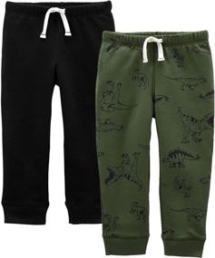 img 1 attached to Carters Boys' Clothing: 2 Pack Fleece Green Black Pants for Cozy Comfort